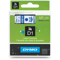DYMO D1 LABEL CASSETTE TAPE 12mm x 7m Blue on White