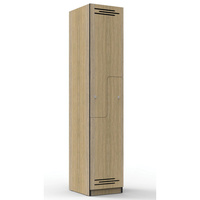 RAPIDLINE MELAMINE LOCKER STEP DOOR 305Wx455Dx1850mmH Natural Oak with Black