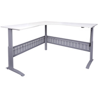 ELECTRIC SIT STAND CORNER DESK 1500W x 700D X 1205mmH NW with Silver Frame