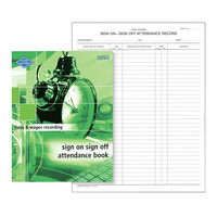 ZIONS SOSO ATTENDANCE BOOK Sign On Sign Off 260X200mm