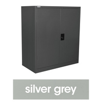 STEELCO STATIONERY CUPBOARD 2 Shelf Silver Grey H1015xW914xD463mm