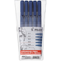 PILOT DRAWING PEN SWN-DR-S5N-B Assorted Nibs Black Pack of 5
