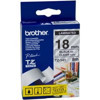 BROTHER TZE-141 P-TOUCH TAPE Ptouch 18mmx8m Black On Clear