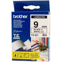 BROTHER TZE-221 P-TOUCH TAPE 9MMx8M Black On White