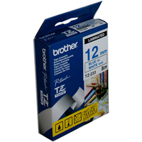 BROTHER TZE-233 P-TOUCH TAPE 12MMx8M Blue on White Tape