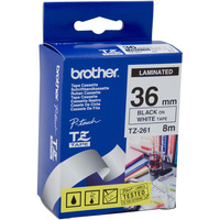 BROTHER TZE-261 P-TOUCH TAPE 36mmx8mt Black On White Tape