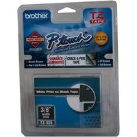 BROTHER TZE-325 P-TOUCH TAPE 9mmx8mt White On Black Tape