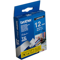BROTHER TZE-535 P-TOUCH TAPE 12MMx8M White on Blue Tape