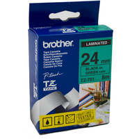 BROTHER TZE-751 P-TOUCH TAPE 24mmx8mt Black On Green Tape