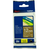 BROTHER TZE-MQ835 P-TOUCH TAPE 12mmx5m White On Gold Satin