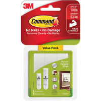 COMMAND PICTURE HANGING STRIPS 17203 Small and Medium Pack White