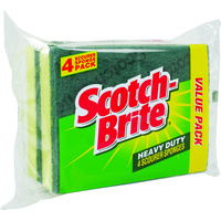 SCOTCH BRITE SPONGE Heavy Duty Foam Scrub Pack of 4