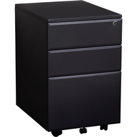 SUMMIT METAL MOBILE PEDESTAL 2 Drawer 1 Filing 400mm x 520mm x 620mm Black