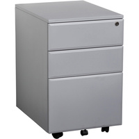 SUMMIT METAL MOBILE PEDESTAL 2 Drawer 1 Filing 400mm x 520mm x 620mm Silver