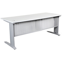 SUMMIT DESK COMPLETE Black Frame Modesty Panel 1800mm White Top